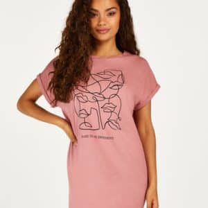 Hunkemöller Nat-T-shirt med rund hals pink