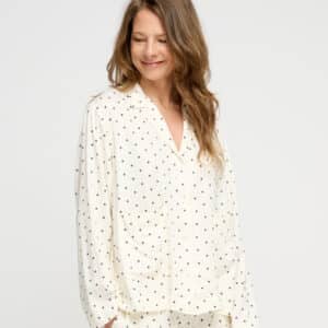 Hope silky natskjorte - ecru/black dots